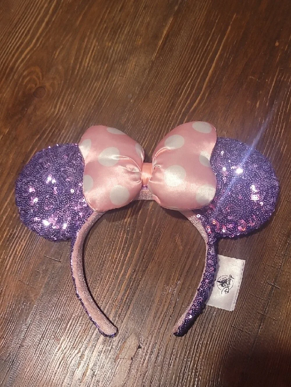 NWOT Disney Parks Minnie Mouse Ears With Purple Sequence Osfa - Picture 2 of 5